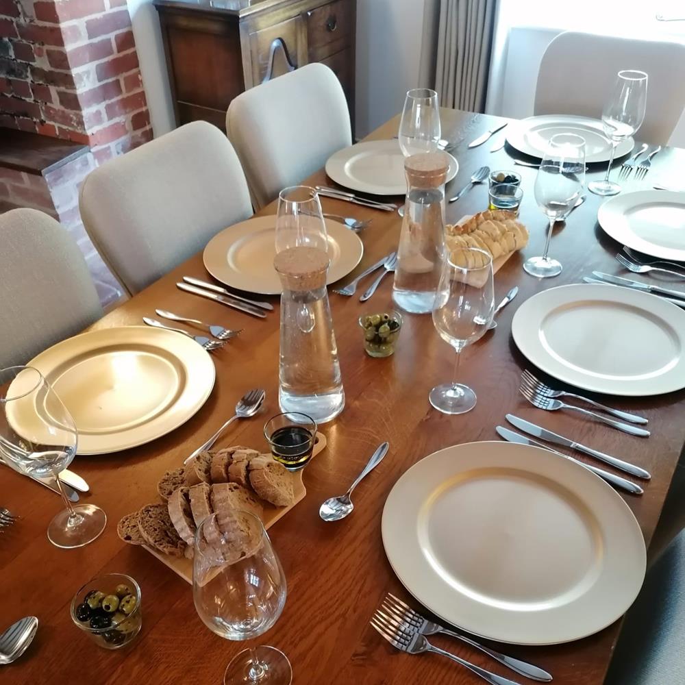 Table setting for a private dinner party with private chef